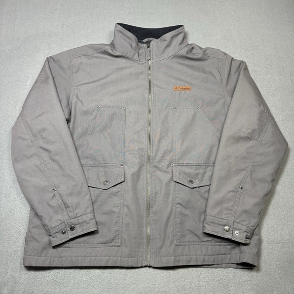 Columbia Other - Columbia Fleece Lined Work Jacket Mens XXL 2XL Gray Canvas Chore Barn Coat